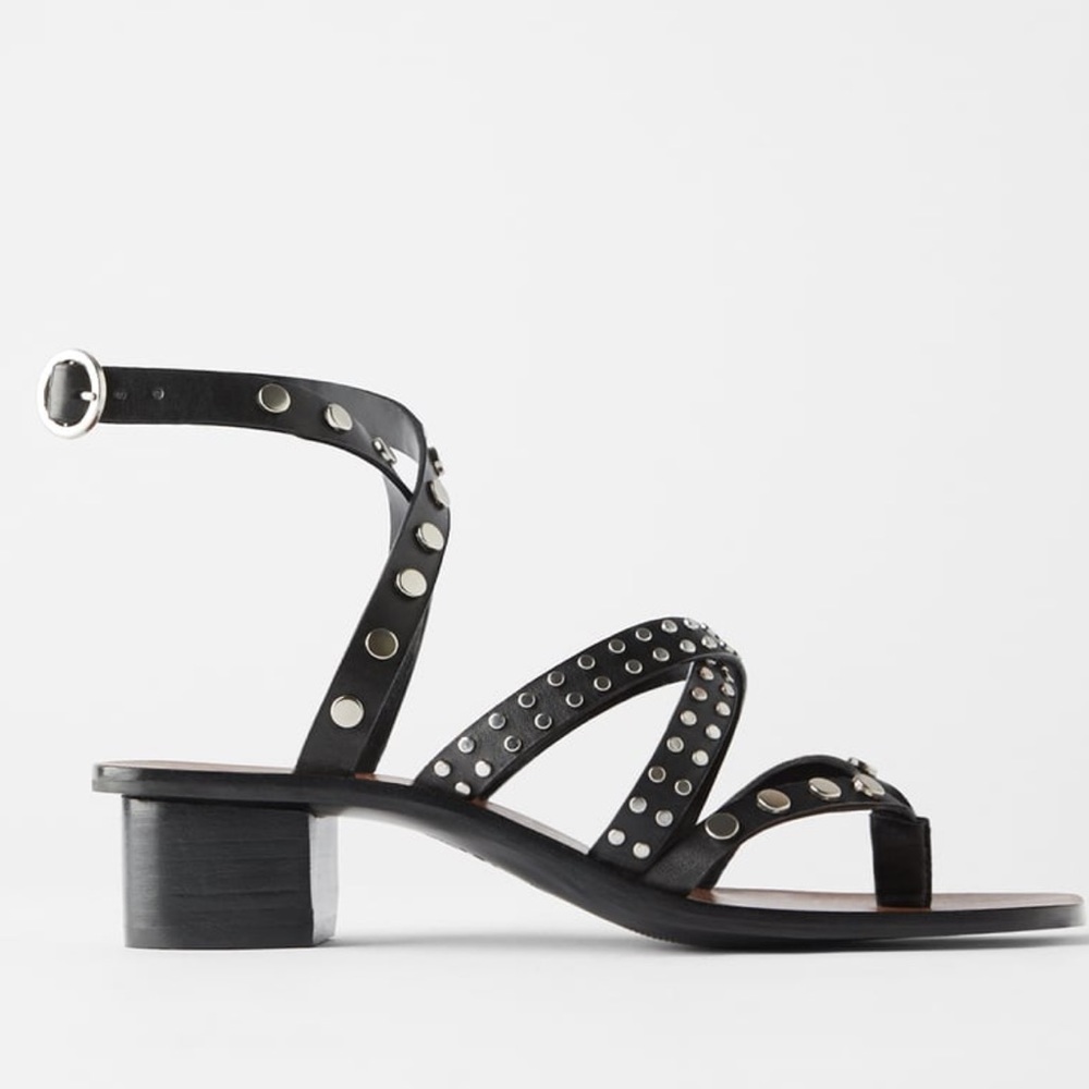 Zara Leather Studded Sandals